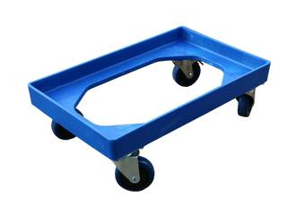 Blue Crate Skate with Rebound Rubber Wheels / ZP Castors